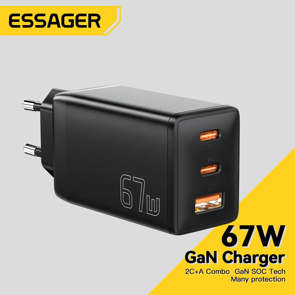 Essager 65W GaN USB C  PD QC 4.0 3.0 CŸ ޼ , Ｚ  1514 13   ƺ Ʈ  